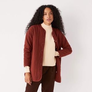 Frank and Oak Long Quilted Overpiece jacket Mahogany